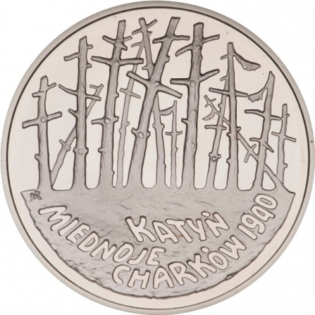 Rewers monety 20 zł Katyń, Miednoje, Charków 1940