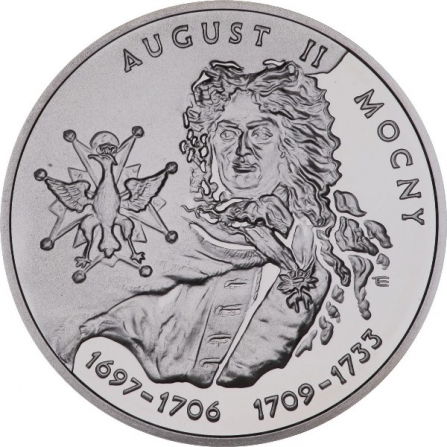 Rewers monety 10 zł August II Mocny (1697-1706, 1709-1733), popiersie