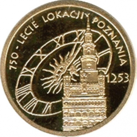 Coin reverse 100 pln 750th anniversary of the granting municipal rights to Poznań