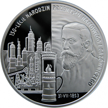Coin reverse 10 pln 150th Anniversary of Oil and Gas Industry's Origin