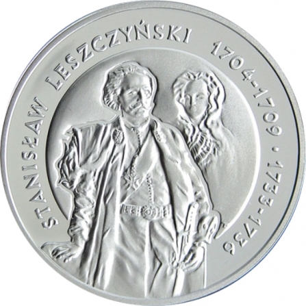 Rewers monety 10 zł Stanisław Leszczyński (1704-1709, 1733-1736), półpostać