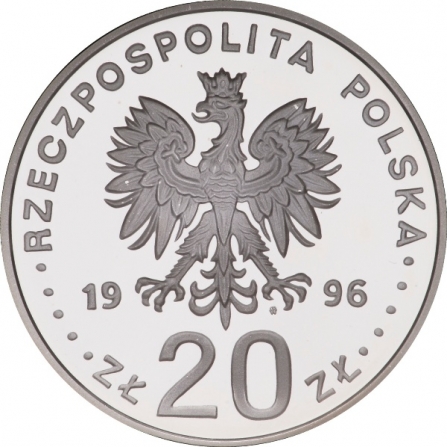 Awers monety20 zł IV wieki stołeczności Warszawy (1596-1996)