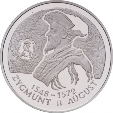 Rewers monety 10 zł Zygmunt II August (1548-1572), popiersie