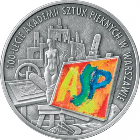 Rewers monety 10 zł 100-lecie Akademii Sztuk Pięknych w Warszawie