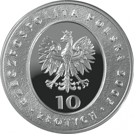 Awers monety10 zł Mikołaj Rej (1505-1569), 500. rocznica urodzin