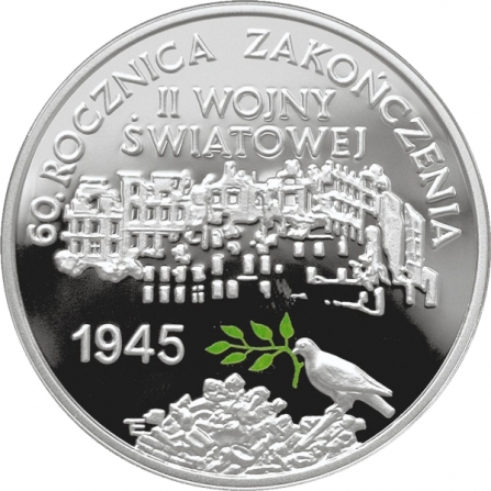 Rewers monety 10 zł 60. rocznica zakończenia II wojny światowej