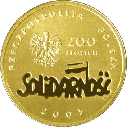 Awers monety200 zł 25-lecie NSZZ Solidarność