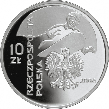 Awers monety10 zł XX Zimowe Igrzyska Olimpijskie, Turyn 2006