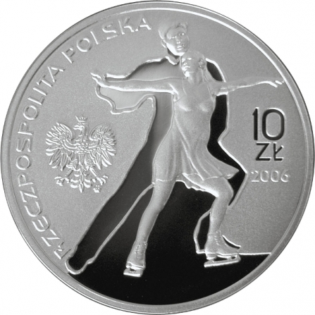 Awers monety10 zł XX Zimowe Igrzyska Olimpijskie, Turyn 2006 (efekt kątowy)