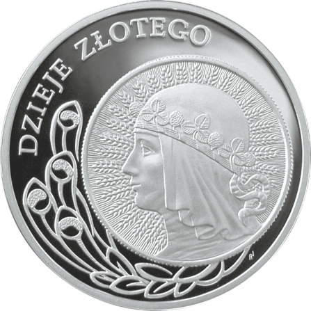 Rewers monety 10 zł 10 zł z 1932 r. (głowa kobiety)