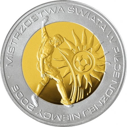 Rewers monety 10 zł Mistrzostwa Świata w Piłce Nożnej, Niemcy 2006 (platerowana)