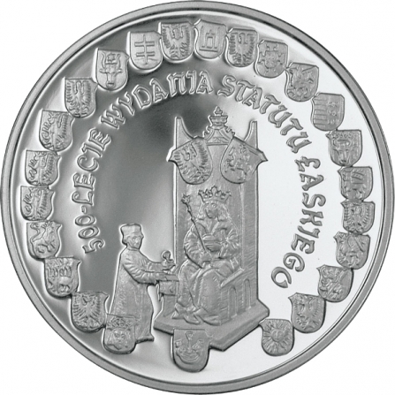 Rewers monety 10 zł 500-lecie wydania Statutu Łaskiego