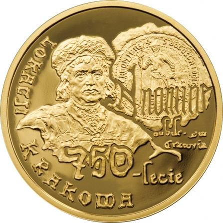 Rewers monety 200 zł 750-lecie lokacji Krakowa