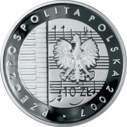 Coin obverse 10 pln 125th Anniversary of the Birth of Karol Szymanowski