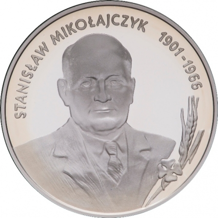 Rewers monety 10 zł Stanisław Mikołajczyk (1901-1966)