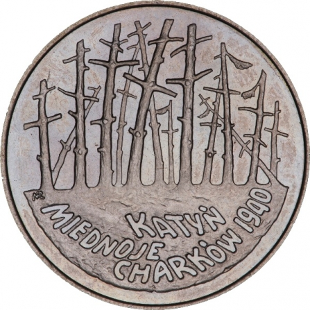 Rewers monety 2 zł Katyń, Miednoje, Charków 1940