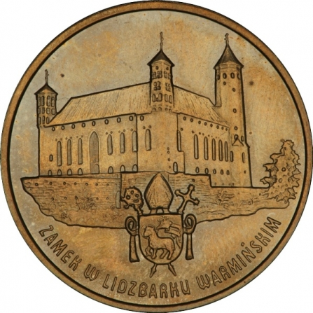 Rewers monety 2 zł Zamek w Lidzbarku Warmińskim