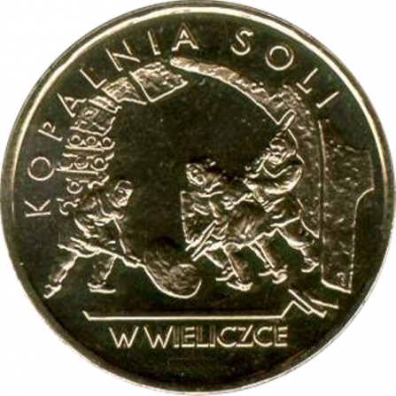 Rewers monety 2 zł Kopalnia soli w Wieliczce