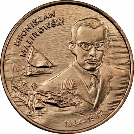 Rewers monety 2 zł Bronisław Malinowski (1884-1942)