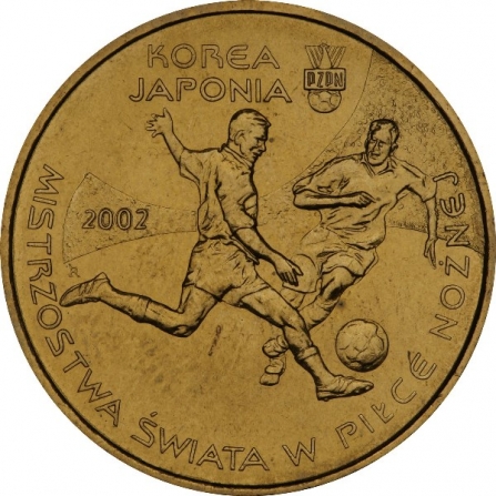 Rewers monety 2 zł Mistrzostwa Świata w Piłce Nożnej 2002 Korea/Japonia