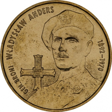 Rewers monety 2 zł Generał broni Władysław Anders (1892-1970)