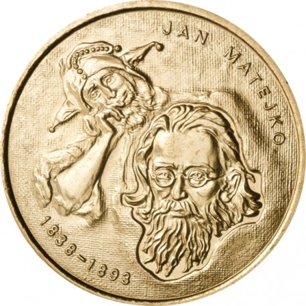 Rewers monety 2 zł Jan Matejko (1838-1893)