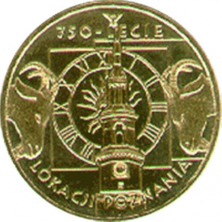 Coin reverse 2 pln 750th anniversary of the granting municipal rights to Poznań