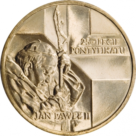 Rewers monety 2 zł Jan Paweł II, 25-lecie pontyfikatu