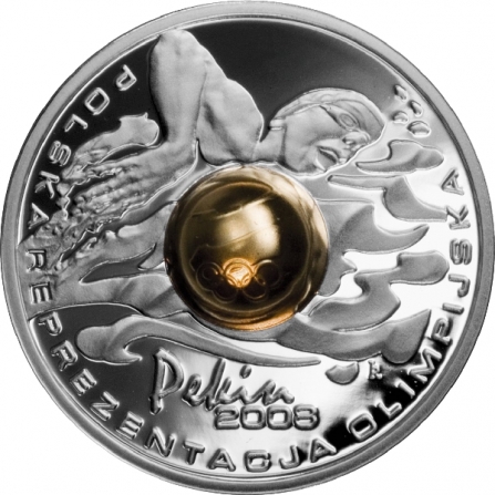 Rewers monety 10 zł Igrzyska XXIX Olimpiady - Pekin 2008 (kula)