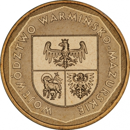 Rewers monety 2 zł Województwo warmińsko-mazurskie