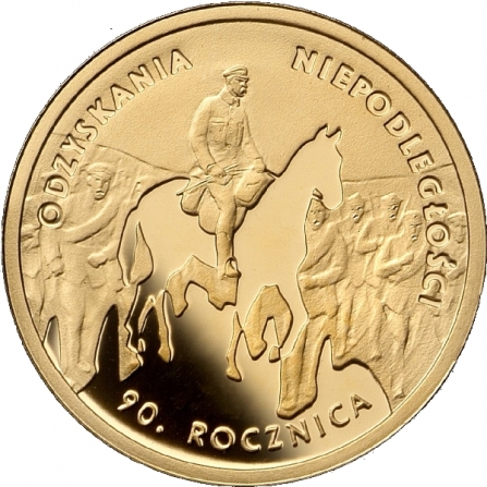 Rewers monety 50 zł 90. rocznica odzyskania niepodległości