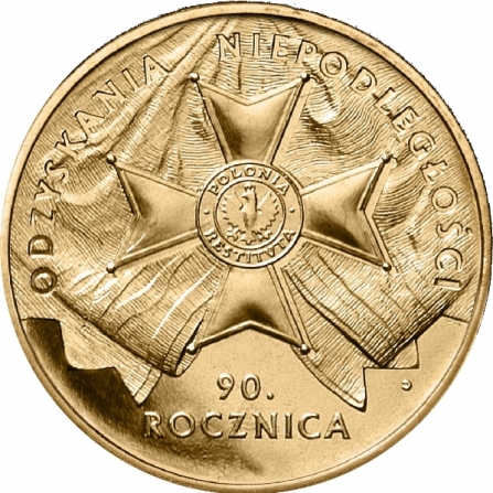 Rewers monety 2 zł 90. rocznica odzyskania niepodległości