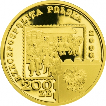 Coin obverse 200 pln 450th Anniversary of the Polish Post