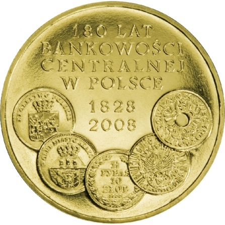 Rewers monety 2 zł 180 lat bankowości centralnej w Polsce