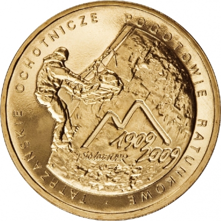 Coin reverse 2 pln 100th anniversary of the establishment of the Tatra Mountain Voluntary Rescue Service