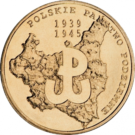 Coin reverse 2 pln 70th anniversary of creating the Polish underground state