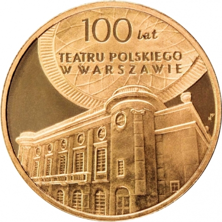 Rewers monety 2 zł 100 lat Teatru Polskiego w Warszawie