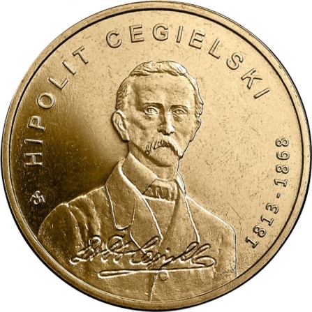 Rewers monety 2 zł 200-lecie urodzin Hipolita Cegielskiego