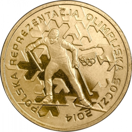 Coin reverse 2 pln Polish Olympic Team Sochi 2014