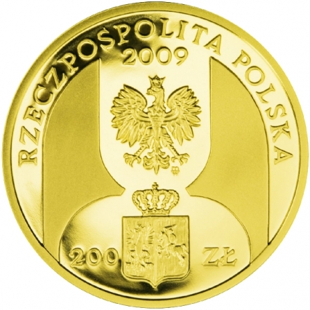 Awers monety200 zł 180 lat bankowości centralnej w Polsce