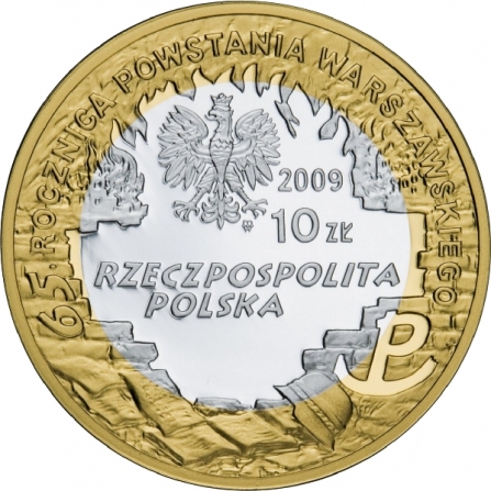 Coin obverse 10 pln 65th anniversary of the Warsaw Uprising: Warsaw poets Krzysztof Kamil Baczyński