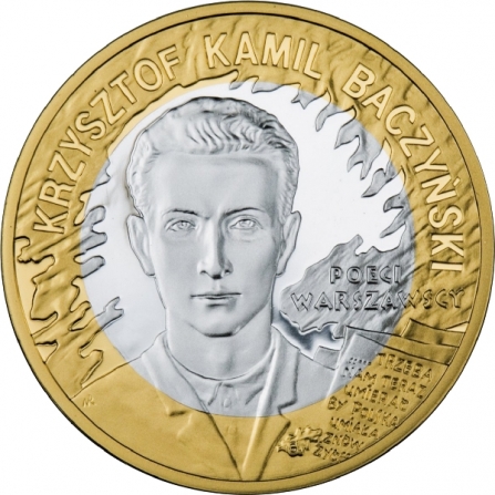 Coin reverse 10 pln 65th anniversary of the Warsaw Uprising: Warsaw poets Krzysztof Kamil Baczyński