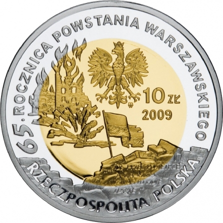 Coin obverse 10 pln 65th anniversary of the Warsaw Uprising: Warsaw poets Tadeusz Gajcy