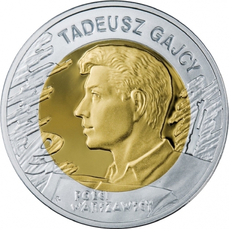 Rewers monety 10 zł 65. rocznica Powstania Warszawskiego - poeci warszawscy Tadeusz Gajcy