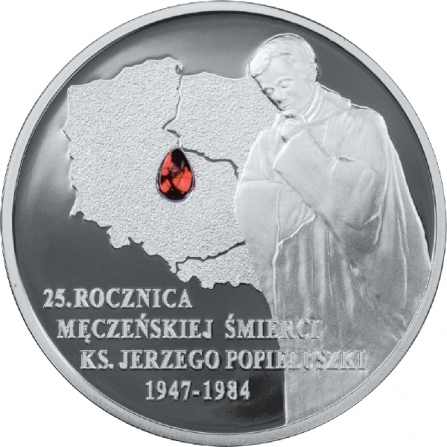 Rewers monety 10 zł 25. rocznica śmierci Księdza Jerzego Popiełuszki