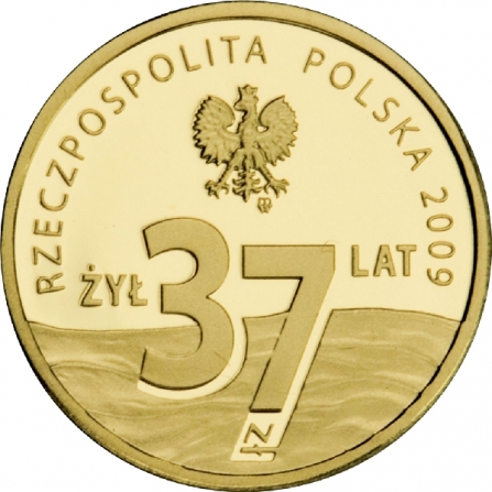 Awers monety37 zł 25. rocznica śmierci Księdza Jerzego Popiełuszki