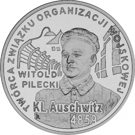 Rewers monety 10 zł 65. rocznica oswobodzenia KL Auschwitz-Birkenau