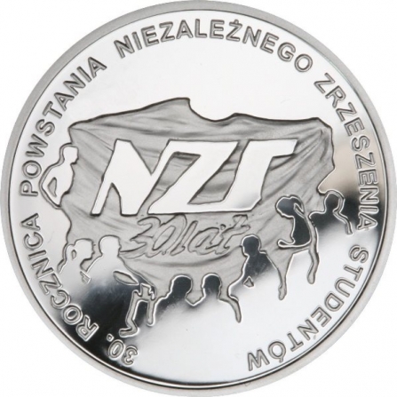 Coin reverse 10 pln 30th anniversary of the establishment of the Independent Students' Union - NZS