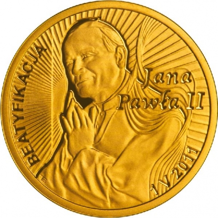Rewers monety 100 zł Beatyfikacja Jana Pawła II – 1 V 2011