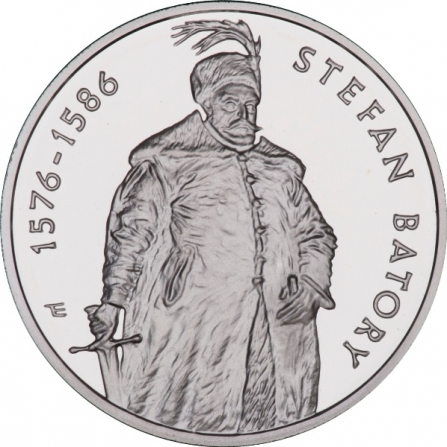 Rewers monety 10 zł Stefan Batory (1576-1586), półpostać